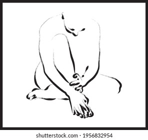 Human sketch drawing. Vector poster. Living room poster, wall decoration poster 