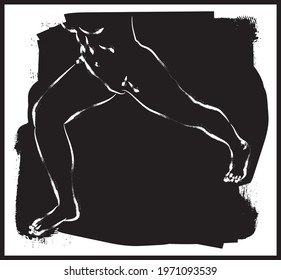 Human sketch drawing. Vector poster. Living room poster, wall decoration poster 