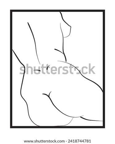 Human sketch drawing. Vector poster. Living room poster, wall decoration poster  