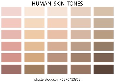Human skin tone color palette set. Vector illustration. EPS 10.