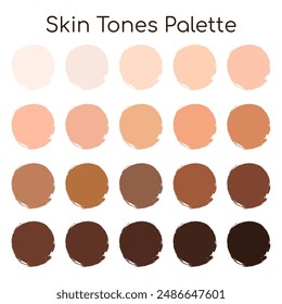 Human skin tone color palette set isolated on white background. Mocha Mousse color of the year 2025. Vector