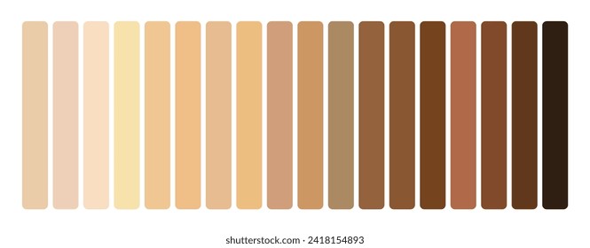 Human skin tone set light to dark. Vector Art.