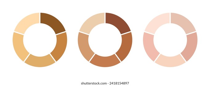 Tono de la piel humana de luz a oscuridad en el estilo infográfico circular Tono de piel con tonos claros, pálidos, marrones, curtidos, marrones oscuros y negros de la piel en el círculo de grupo con nombres - Arte vector