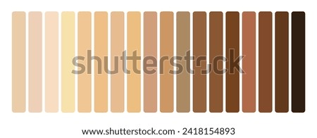Human skin tone set light to dark. Vector Art.