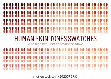 Human skin tones swatches, color palette