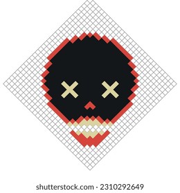 Human skull. 8 bit pixel art. Isolated vector illustration.