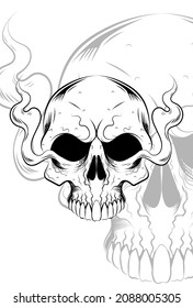 Human skull with air smoke vector illustration