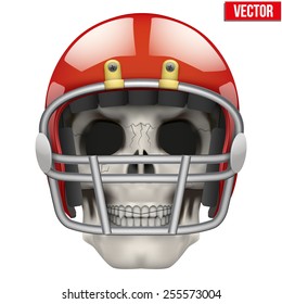 Human skull with american football player helmet. Vector Illustration on isolated white background