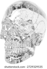 Ilustración vectorial de anatomía del cráneo humano para conceptos de diseño de horror y muerte médica
