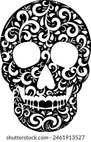  Human skull art .Vector illustration isolated on white background.
