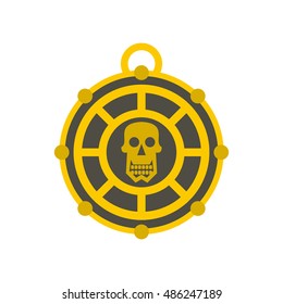 Human skull aztec medallion icon in flat style on a white background vector illustration