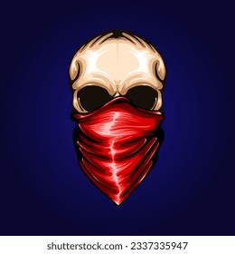 Menschlicher Schädel mit Bandana, Kopf, Vektorteil nach Parade