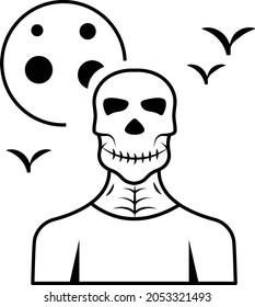 Human Skull with Bat Concept, Evil night Avatar Vector Icon Design, Halloween costume Symbol, Holiday Celebrations Face Mask Sign, Scary Monster characters Stock illustration
