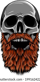 human skull with beard vector illustration design