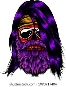 human skull with beard vector illustration design