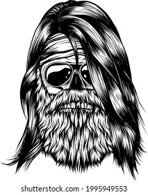 human skull with beard vector illustration design