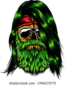 human skull with beard vector illustration design