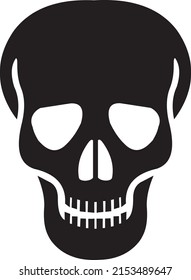 Ein menschlicher Schädel, schwarze Farbe, Frontansicht auf Grafikdesign