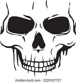 Calavera humana en blanco y negro. Skeleton Head.Vector Illustration.