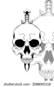 Calavera humana con ilustración de vector de cuchilla