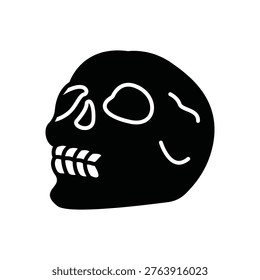 Human Skull Bone Head Line Icon: Skeletal Anatomy