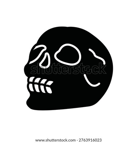 Human Skull Bone Head Line Icon: Skeletal Anatomy