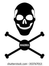 human skull and bones with the inscription dangerous