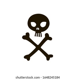 Human skull with bones sign on white background. Vector illustration in trendy flat style. EPS 10.