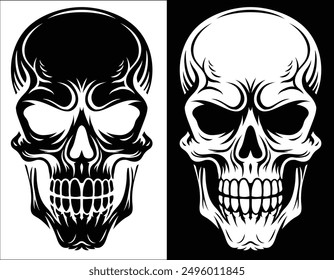 A human skull cartoon style stylised illustration