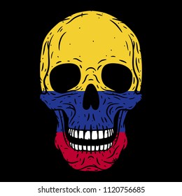 
Human skull with Colombia flag isolated on black background. Skull. Vector skull.