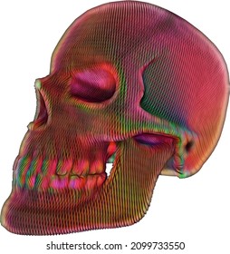 Human skull colored with transparent background,3d,illustration