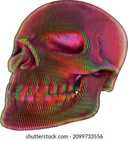 Human skull colored with transparent background,3d,illustration