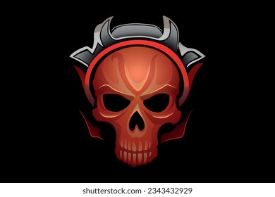 Human skull. Colourful vector illustration on black background.