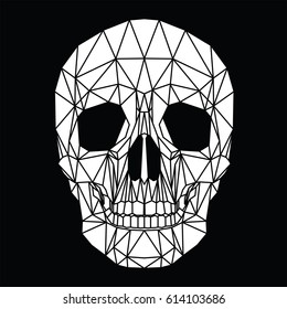 Human skull, cranium, abstract black and white polygonal design, vector illustration