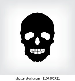 Human skull, cranium, abstract polygonal lines design on white background