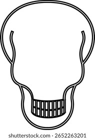 Crânio humano e ossos cruzados. Morte, perigo ou símbolo de veneno. Ícone de ilustração vetorial de conceito de estilo plano para sinais, aplicativos e sites ilustração médica, silhueta isolada no fundo branco.