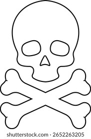Crânio humano e ossos cruzados. Morte, perigo ou símbolo de veneno. Ícone de ilustração vetorial de conceito de estilo plano para sinais, aplicativos e sites ilustração médica, silhueta isolada no fundo branco.