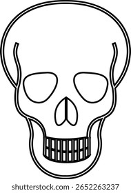 Crânio humano e ossos cruzados. Morte, perigo ou símbolo de veneno. Ícone de ilustração vetorial de conceito de estilo plano para sinais, aplicativos e sites ilustração médica, silhueta isolada no fundo branco.