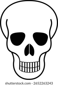 Crânio humano e ossos cruzados. Morte, perigo ou símbolo de veneno. Ícone de ilustração vetorial de conceito de estilo plano para sinais, aplicativos e sites ilustração médica, silhueta isolada no fundo branco.