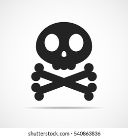 Human skull and crossbones, isolated on light background. Vector illustration