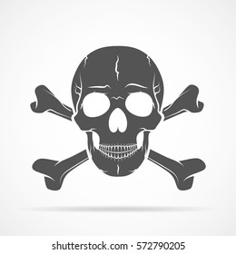 Human skull and crossbones, isolated on light background. Vector illustration