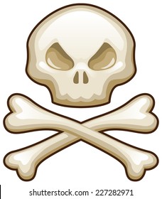 Human skull and crossbones on a white background vector illustration