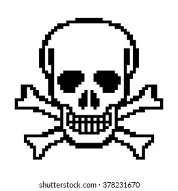 Human Skull and Crossbones Pixel Art Vector