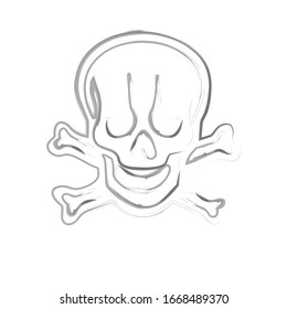 Human skull, crossbones Symbol of danger on white background.