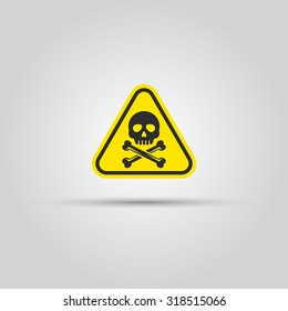 Human skull and crossed bones caution triangular sign isolated vector. Warning signs, symbols, danger, high voltage, alert, caution vector icon 