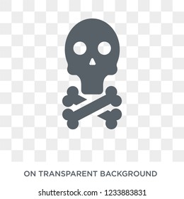 Human skull with crossed bones icon. Trendy flat vector Human skull with crossed bones icon on transparent background from Human Body Parts collection. High quality filled Human skull with crossed