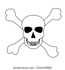 Human skull and crossed bones vector isolated on white background. Skull icon for Halloween and Pirate theme decoration.