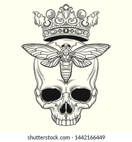 Human skull crown vector t-shirt design