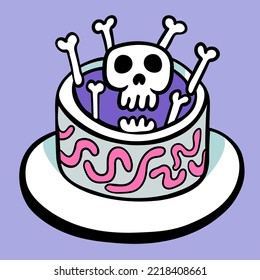 human skull in cute minimalistic style