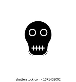 Human skull death or dead flat vector icon for games and websites